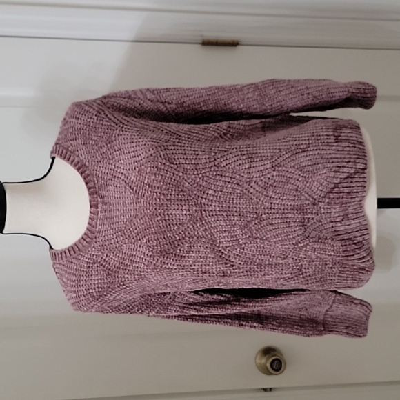 Pink Rose Size M Dusty Mauve Chenille Cable-Ish Knit Sweater, Exc Used Condition - Picture 1 of 11